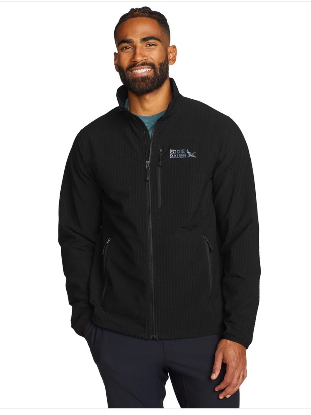 Eddie Bauer Jacket Black First Ascent Grid Fleece Air Full Zip Size T3XL